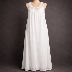 White Crochet Lace Sleeveless Maxi Dress 3XL Boho Beach Wedding Fairy Ethereal